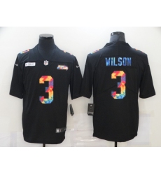 Men's Seattle Seahawks #3 Russell Wilson Rainbow Version Nike Limited Jersey