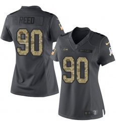 Women's Nike Seattle Seahawks #90 Jarran Reed Limited Black 2016 Salute to Service NFL Jersey