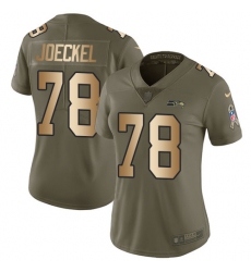 Women's Nike Seattle Seahawks #78 Luke Joeckel Limited Olive/Gold 2017 Salute to Service NFL Jersey