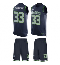 Men's Nike Seattle Seahawks #33 Tedric Thompson Limited Steel Blue Tank Top Suit NFL Jersey