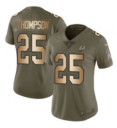 Women's Nike Washington Redskins #25 Chris Thompson Limited Olive/Gold 2017 Salute to Service NFL Jersey