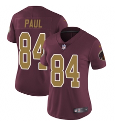 Women's Nike Washington Redskins #84 Niles Paul Elite Burgundy Red/Gold Number Alternate 80TH Anniversary NFL Jersey
