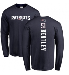 NFL Nike New England Patriots #51 Ja'Whaun Bentley Navy Blue Backer Long Sleeve T-Shirt
