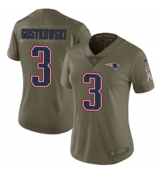Women's Nike New England Patriots #3 Stephen Gostkowski Limited Olive 2017 Salute to Service NFL Jersey