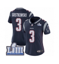 Women's Nike New England Patriots #3 Stephen Gostkowski Navy Blue Team Color Vapor Untouchable Limited Player Super Bowl LIII Bound NFL Jersey