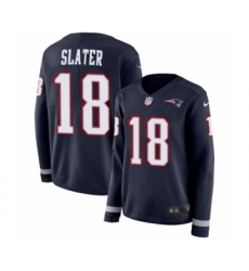 Women's Nike New England Patriots #18 Matthew Slater Limited Navy Blue Therma Long Sleeve NFL Jersey