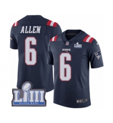 Youth Nike New England Patriots #6 Ryan Allen Limited Navy Blue Rush Vapor Untouchable Super Bowl LIII Bound NFL Jersey
