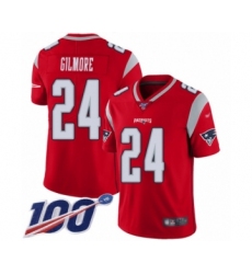Men's New England Patriots #24 Stephon Gilmore Limited Red Inverted Legend 100th Season Football Jersey