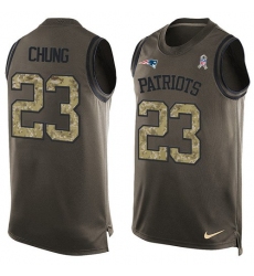 Men's Nike New England Patriots #23 Patrick Chung Limited Green Salute to Service Tank Top NFL Jersey
