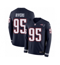 Youth Nike New England Patriots #95 Derek Rivers Limited Navy Blue Therma Long Sleeve NFL Jersey