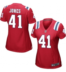 Women's Nike New England Patriots #41 Cyrus Jones Game Red Alternate NFL Jersey