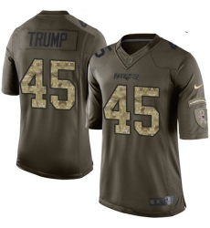 Men's Nike New England Patriots #45 Donald Trump Elite Green Salute to Service NFL Jersey