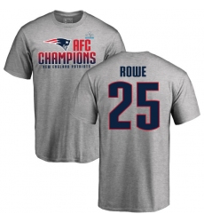 Nike New England Patriots #25 Eric Rowe Heather Gray 2017 AFC Champions V-Neck T-Shirt