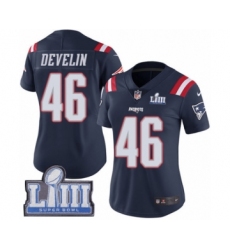 Women's Nike New England Patriots #46 James Develin Limited Navy Blue Rush Vapor Untouchable Super Bowl LIII Bound NFL Jersey