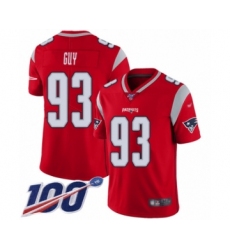 Men's New England Patriots #93 Lawrence Guy Limited Red Inverted Legend 100th Season Football Jersey