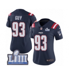 Women's Nike New England Patriots #93 Lawrence Guy Limited Navy Blue Rush Vapor Untouchable Super Bowl LIII Bound NFL Jersey