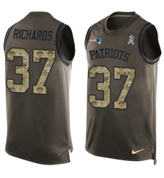 Men's Nike New England Patriots #37 Jordan Richards Limited Green Salute to Service Tank Top NFL Jersey