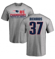 Nike New England Patriots #37 Jordan Richards Heather Gray 2017 AFC Champions V-Neck T-Shirt