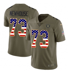 Men's Nike Oakland Raiders #73 Marshall Newhouse Limited Olive/USA Flag 2017 Salute to Service NFL Jersey