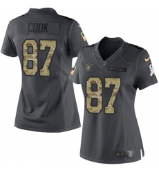 Women's Nike Oakland Raiders #87 Jared Cook Limited Black 2016 Salute to Service NFL Jersey