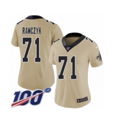 Women's New Orleans Saints #71 Ryan Ramczyk Limited Gold Inverted Legend 100th Season Football Jersey