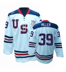 Men's Nike Team USA #39 Ryan Miller Authentic White 1960 Throwback Olympic Hockey Jersey