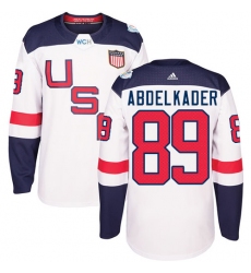 Men's Adidas Team USA #89 Justin Abdelkader Premier White Home 2016 World Cup Ice Hockey Jersey