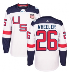 Men's Adidas Team USA #26 Blake Wheeler Premier White Home 2016 World Cup Ice Hockey Jersey