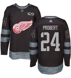 Men's Adidas Detroit Red Wings #24 Bob Probert Authentic Black 1917-2017 100th Anniversary NHL Jersey