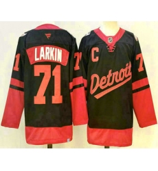 Men's Detroit Red Wings #71 Dylan Larkin Black 2025 Stadium Series Stitched Jersey