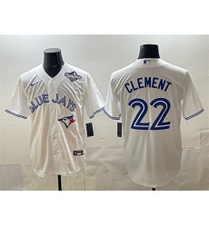 Men's Toronto Blue Jays #22 Ernie Clement White 2025 World Series Home Cool Base Stitched Jersey
