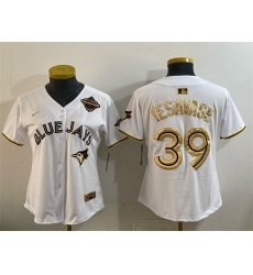Women's Toronto Blue Jays #39 Trey Yesavage White Gold 2025 American League Champions Limited Stitched Baseball Jersey(Run Small)