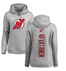 NHL Women's Adidas New Jersey Devils #45 Sami Vatanen Ash Backer Pullover Hoodie
