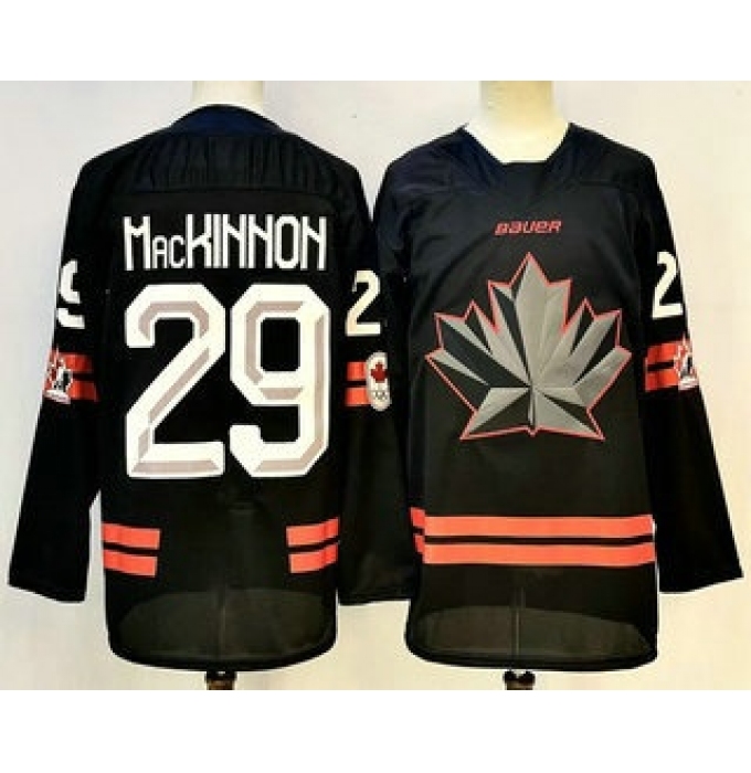 Men's Canada Hockey #29 Nathan MacKinnon Black Stitched Jersey