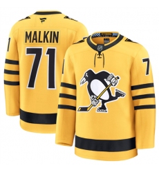 Men's Pittsburgh Penguins #71 Evgeni Malkin Gold 2025 Alternate Stitched Hockey Jersey