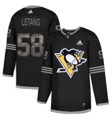 Men's Adidas Pittsburgh Penguins #58 Kris Letang Black Authentic Classic Stitched NHL Jersey