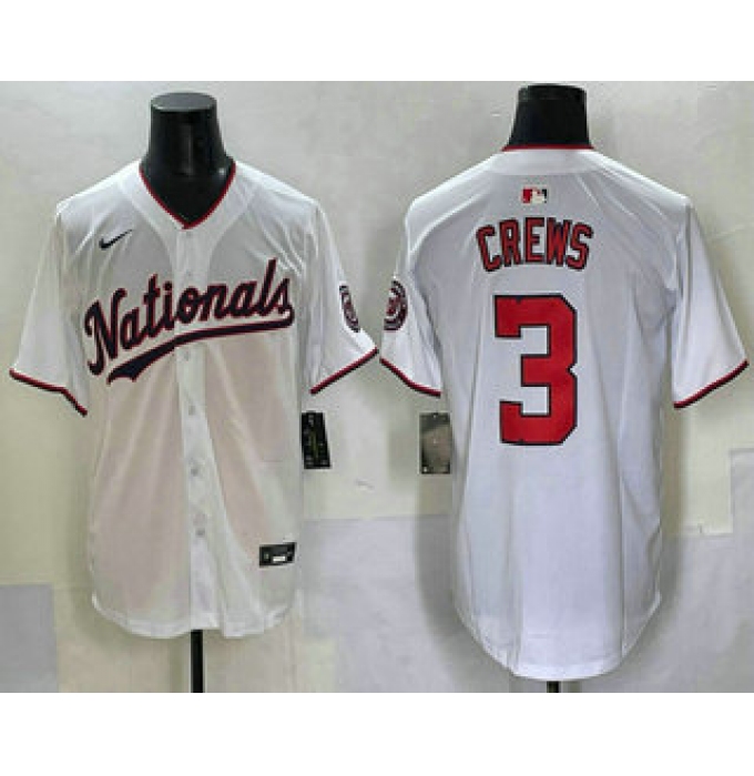 Men's Washington Nationals #3 Dylan Crews White Limited Stitched Jersey