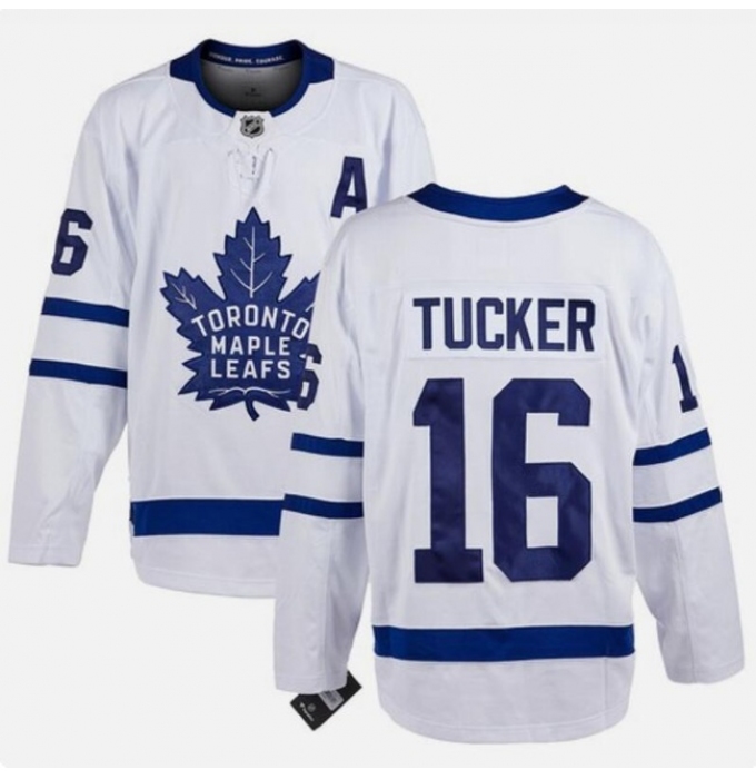 Men's Toronto Maple Leafs #16 Darcy Tucker White With A Stitched Hockey Jersey