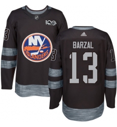 Men's Adidas New York Islanders #13 Mathew Barzal Premier Black 1917-2017 100th Anniversary NHL Jersey