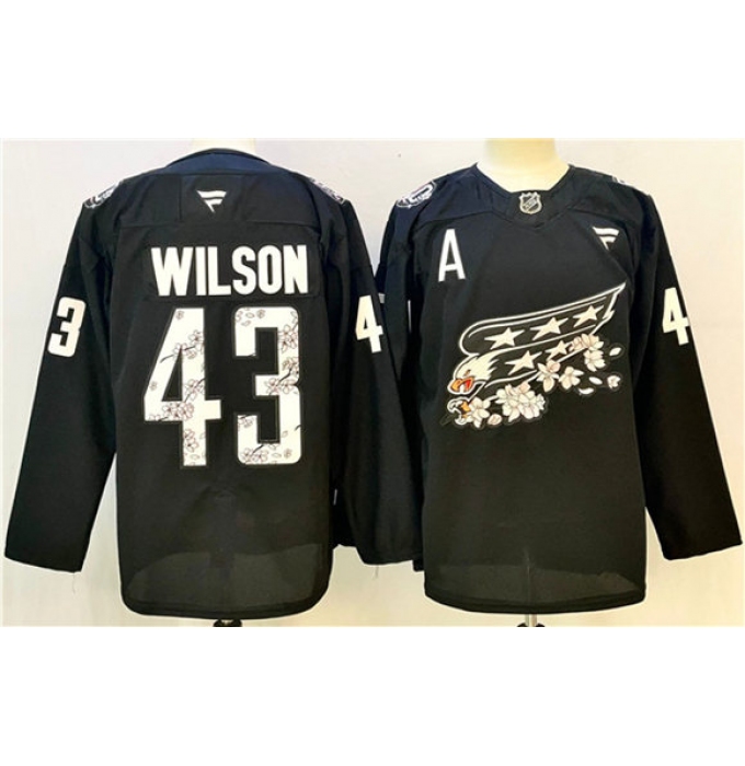Men's Washington Capitals #43 Tom Wilson Black Cherry Blossom With A Stitched Hockey Jersey