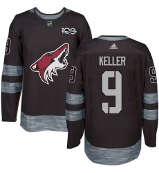 Men's Adidas Arizona Coyotes #9 Clayton Keller Premier Black 1917-2017 100th Anniversary NHL Jersey