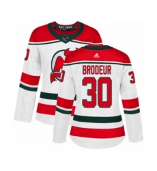 Women's Adidas New Jersey Devils #30 Martin Brodeur Authentic White Alternate NHL Jersey
