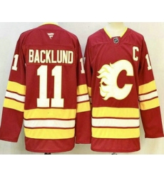 Men's Calgary Flames #11 Mikael Backlund Red Authentic Jersey