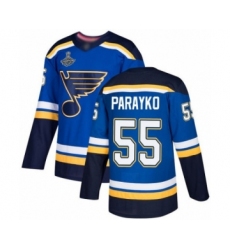 Men's St. Louis Blues #55 Colton Parayko Authentic Royal Blue Home 2019 Stanley Cup Champions Hockey Jersey