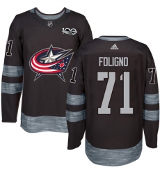Men's Adidas Columbus Blue Jackets #71 Nick Foligno Premier Black 1917-2017 100th Anniversary NHL Jersey
