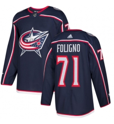 Men's Adidas Columbus Blue Jackets #71 Nick Foligno Premier Navy Blue Home NHL Jersey