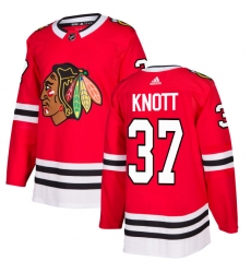 Men's Adidas Chicago Blackhawks #37 Graham Knott Premier Red Home NHL Jersey