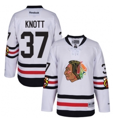 Men's Reebok Chicago Blackhawks #37 Graham Knott Premier White 2017 Winter Classic NHL Jersey