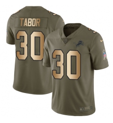 Men's Nike Detroit Lions #30 Teez Tabor Limited Olive/Gold Salute to Service NFL Jersey