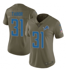 Women Nike Detroit Lions #31 Teez Tabor Limited Olive 2017 Salute to Service NFL Jersey